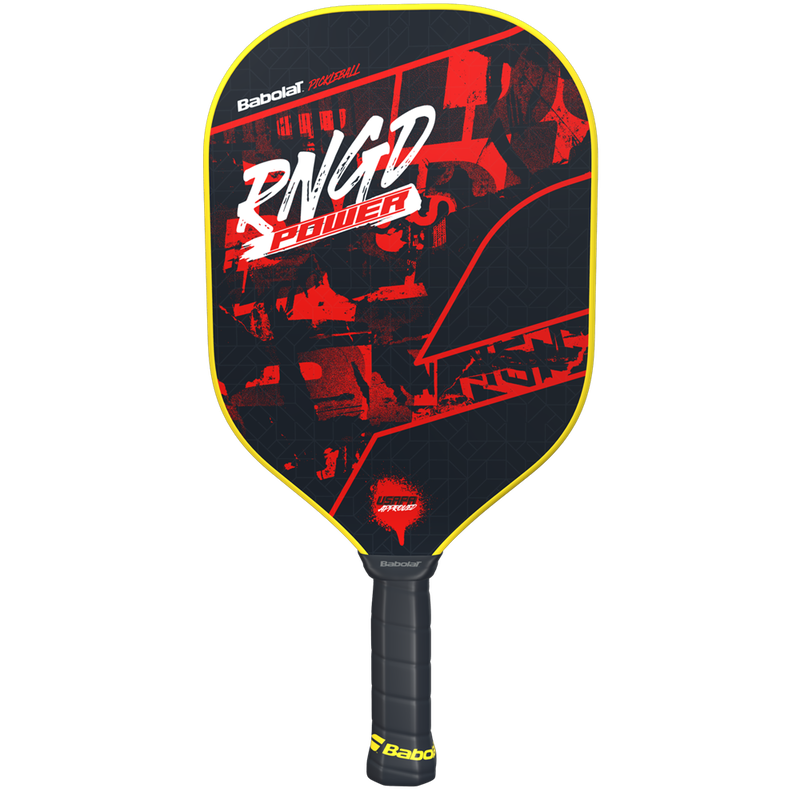 The Babolat RNGD Pickleball Paddle will ensure you’re prepared to respond to any situation on the court with speed and accuracy. This paddle has a balanced feel with a wide sweet spot and uses reliable materials including a fiberglass surface. It’s perfect for players who enjoy consistent play and the versatility to react with precision placement as well as quick volleys.

The Babolat RNGD Pickleball Paddle comes in two models, the lighter 7.4 – 7.8 oz Touch and the heavier 7.9 – 8.3 oz Power. This allows players to select their preferred weight for either faster movement or stronger hits. The small circumference grip allows the paddle to be easily used by players of all sizes and has moisture absorbent properties. The polypropylene core minimizes vibrations and offers reliable pop.
